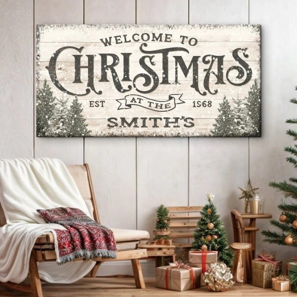 Family Welcome To Christmas Sign III suitedtosucceed